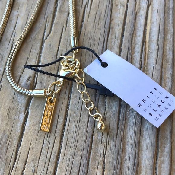 WHBM BNWT Pale Gold Tone Faux Pearl Geometric Tassel Necklace! - Picture 6 of 12